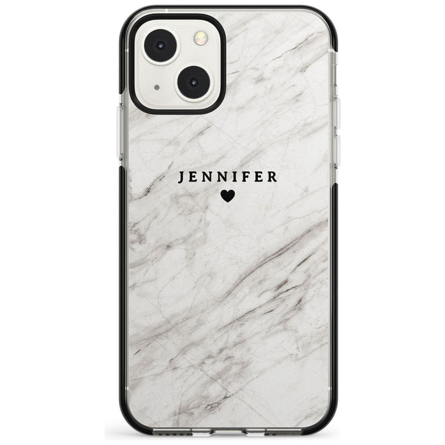 Personalised Light Grey & White Marble Texture Custom Phone Case iPhone 13 Mini / Black Impact Case Blanc Space