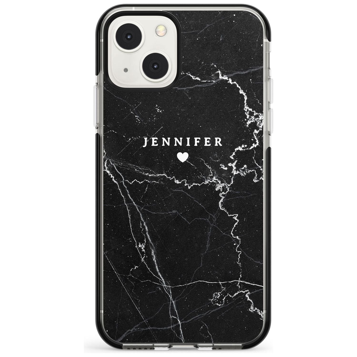 Personalised Black Marble 2 Custom Phone Case iPhone 13 Mini / Black Impact Case Blanc Space