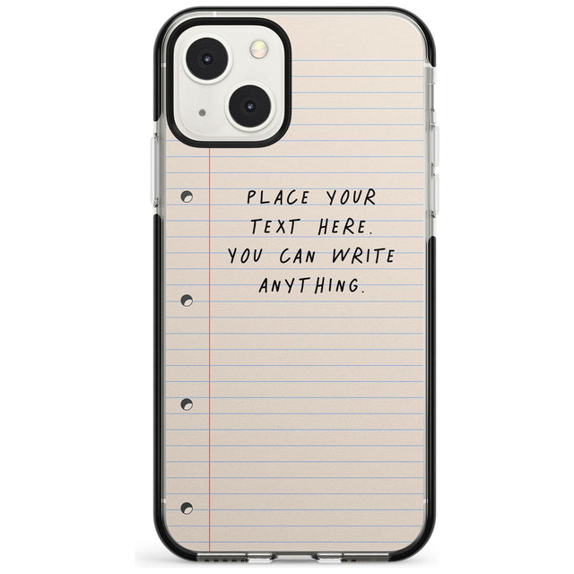 Personalised School Paper Custom Phone Case iPhone 13 Mini / Black Impact Case Blanc Space