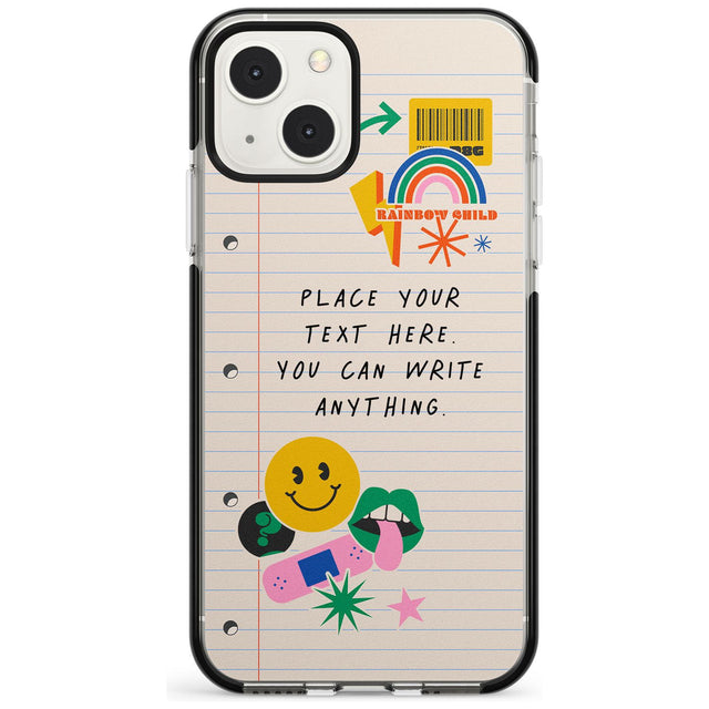 Personalised Nostalgia Sticker Mix #1 Custom Phone Case iPhone 13 Mini / Black Impact Case Blanc Space