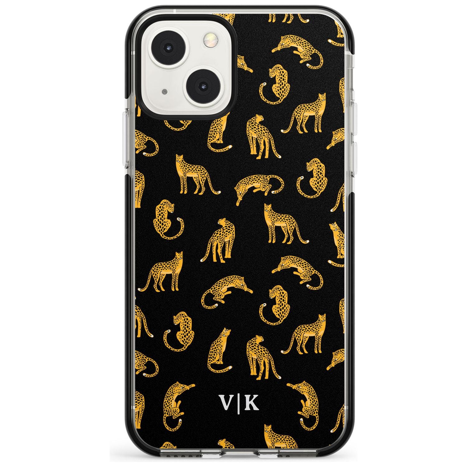 Personalised Cheetah Pattern: Black Custom Phone Case iPhone 13 Mini / Black Impact Case Blanc Space