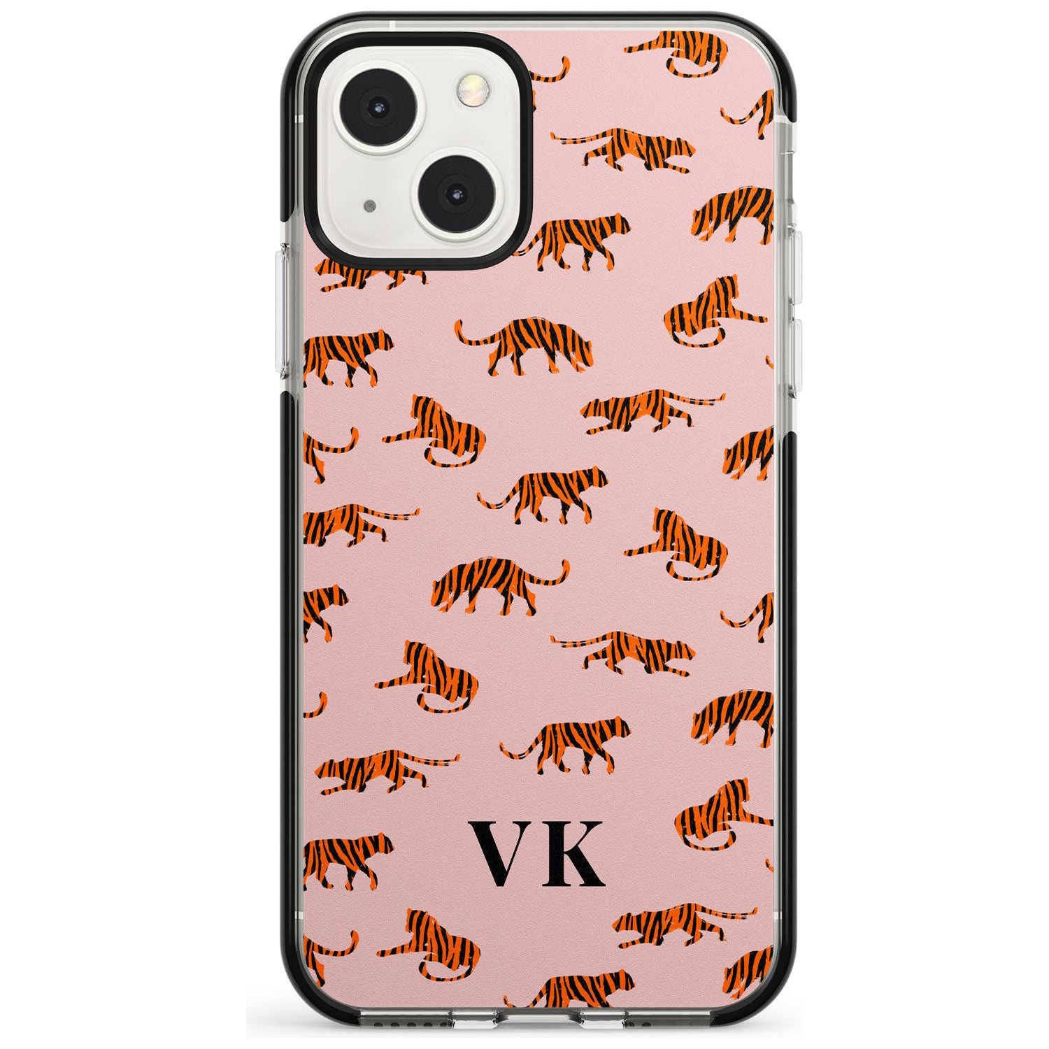 Personalised Safari Tiger Pattern on Pink Custom Phone Case iPhone 13 Mini / Black Impact Case Blanc Space