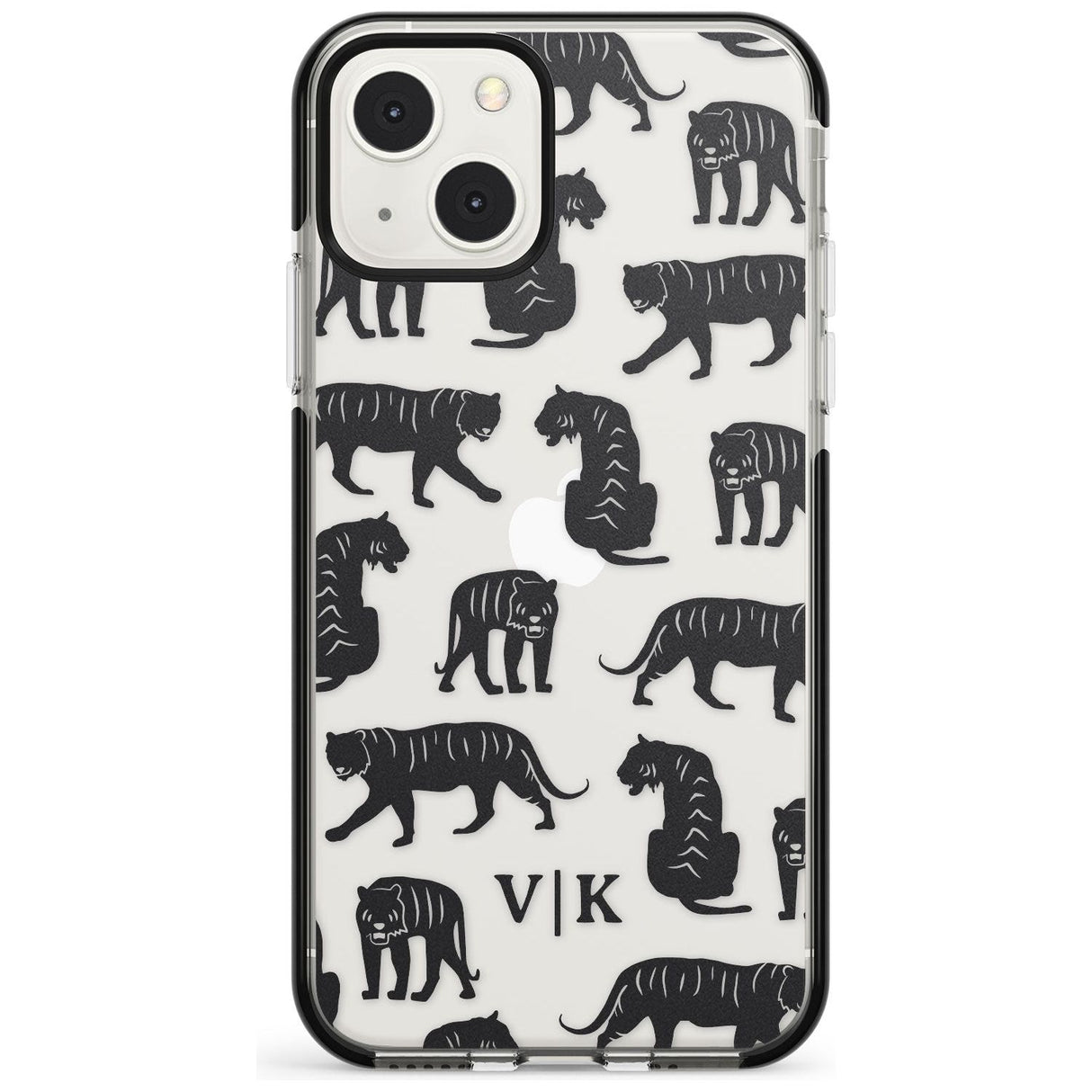 Personalised Tiger Silhouettes Custom Phone Case iPhone 13 Mini / Black Impact Case Blanc Space