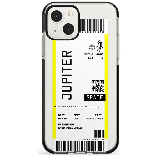 Personalised Jupiter Travel Ticket Custom Phone Case iPhone 13 Mini / Black Impact Case Blanc Space