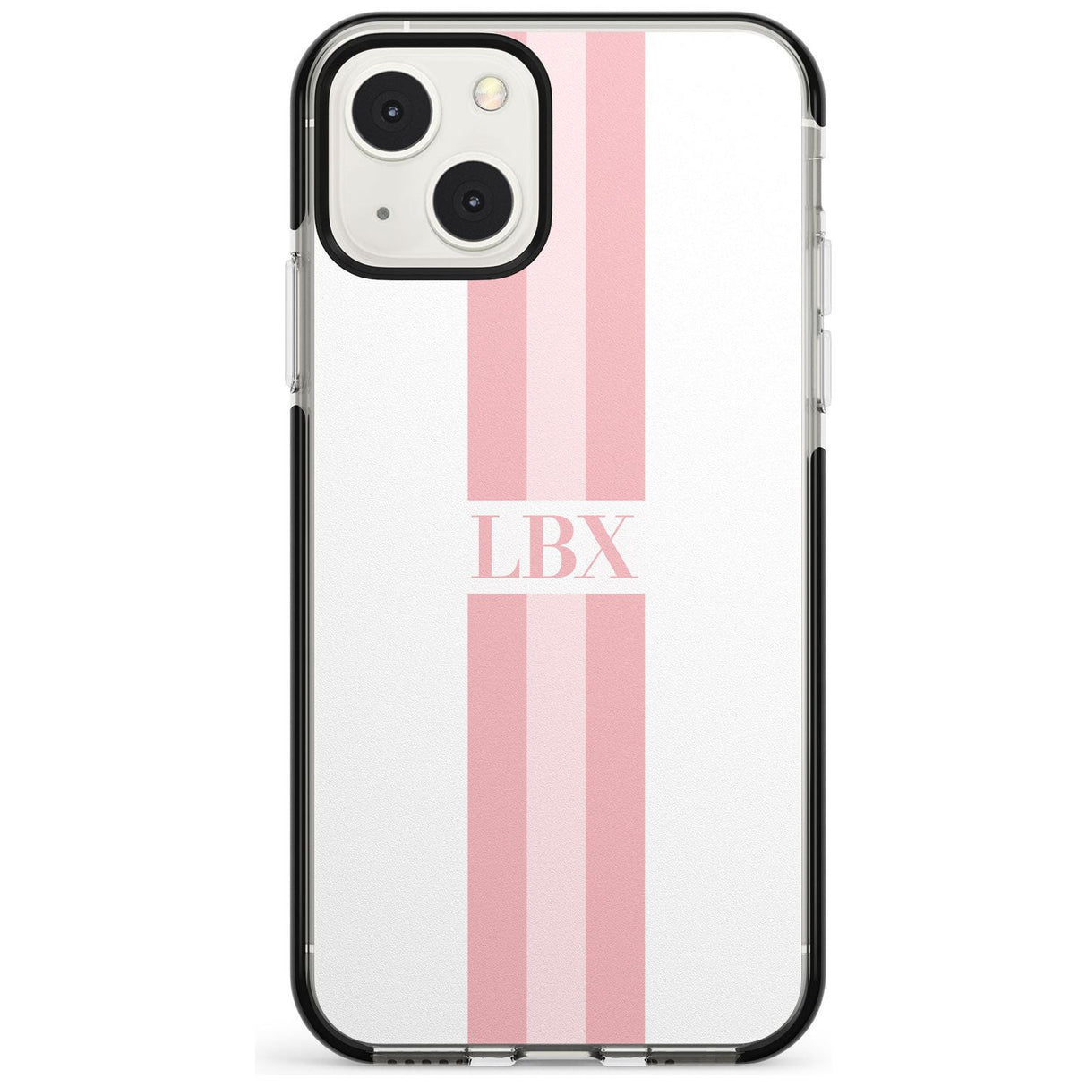 Personalised Minimal Pink Stripes Custom Phone Case iPhone 13 Mini / Black Impact Case Blanc Space