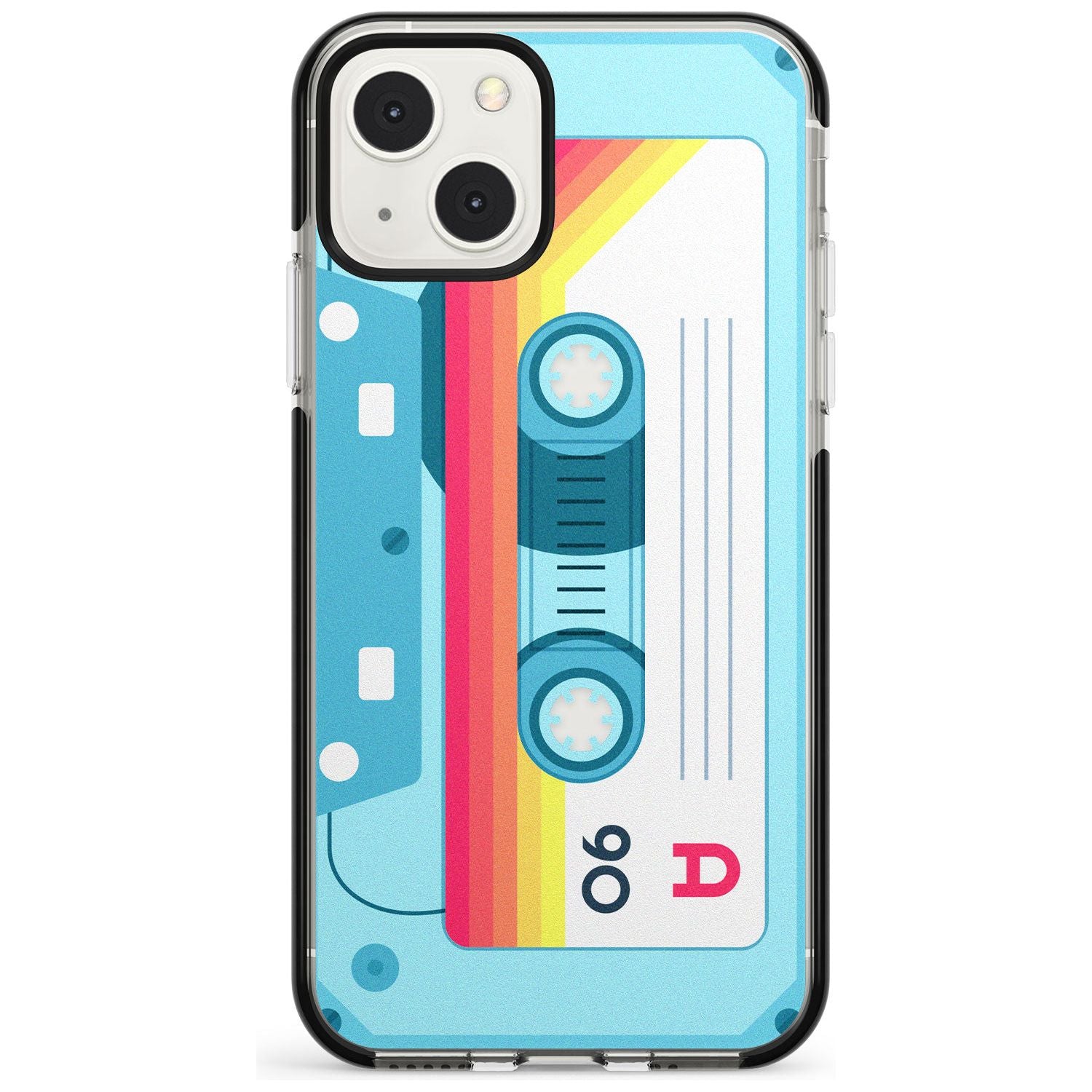 Personalised Sporty Cassette Custom Phone Case iPhone 13 Mini / Black Impact Case Blanc Space