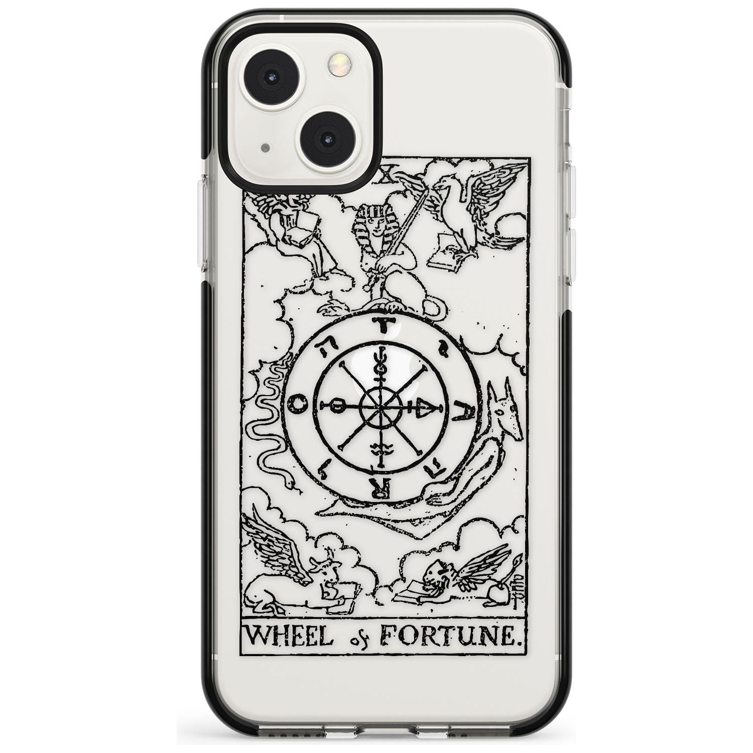 Personalised Wheel of Fortune Tarot Card - Transparent Custom Phone Case iPhone 13 Mini / Black Impact Case Blanc Space
