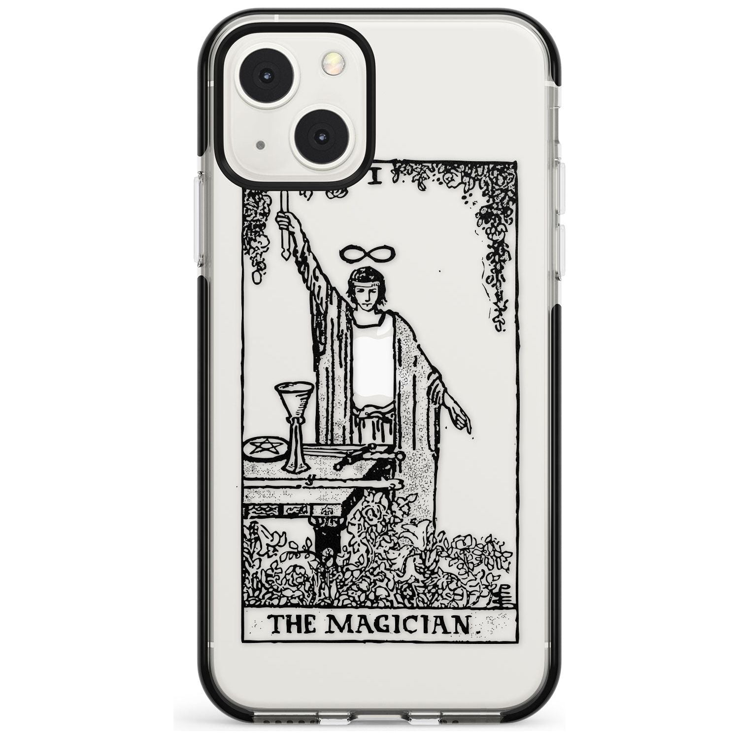 Personalised The Magician Tarot Card - Transparent Custom Phone Case iPhone 13 Mini / Black Impact Case Blanc Space