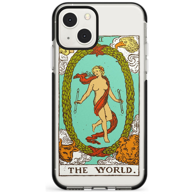 Personalised The World Tarot Card - Colour Custom Phone Case iPhone 13 Mini / Black Impact Case Blanc Space