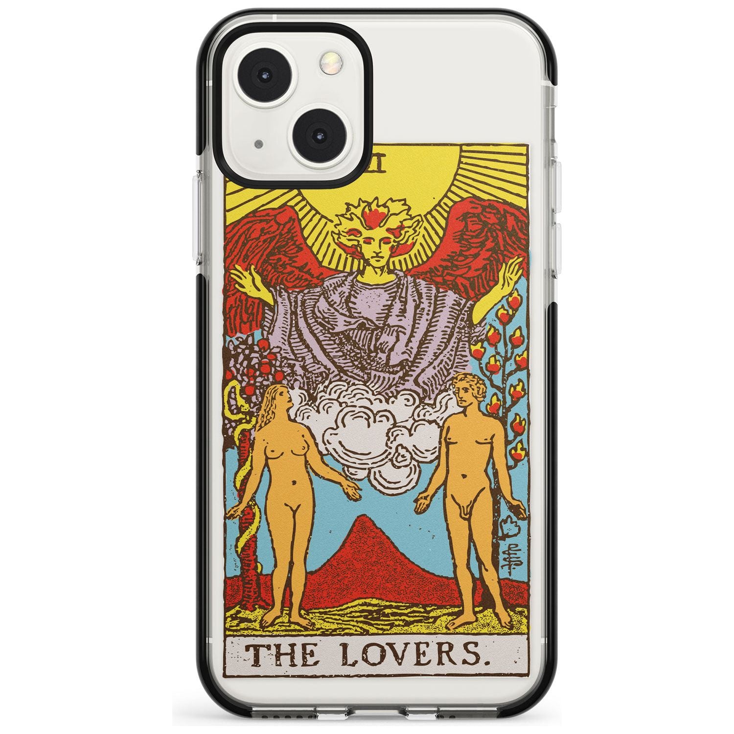 Personalised The Lovers Tarot Card - Colour Custom Phone Case iPhone 13 Mini / Black Impact Case Blanc Space