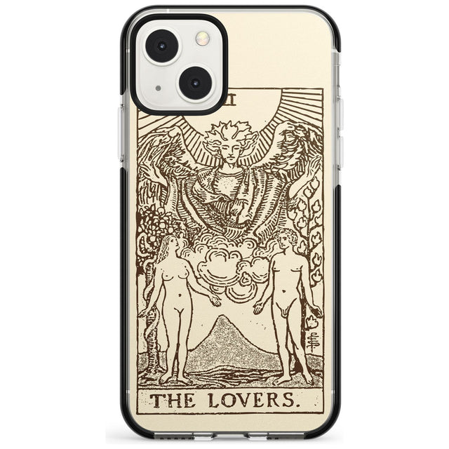 Personalised The Lovers Tarot Card - Solid Cream Custom Phone Case iPhone 13 Mini / Black Impact Case Blanc Space