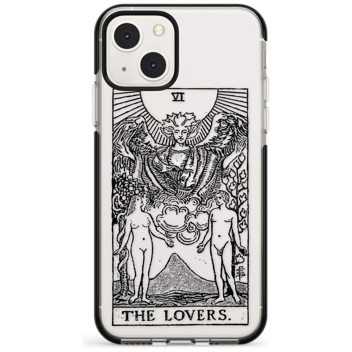 Personalised The Lovers Tarot Card - Transparent Custom Phone Case iPhone 13 Mini / Black Impact Case Blanc Space