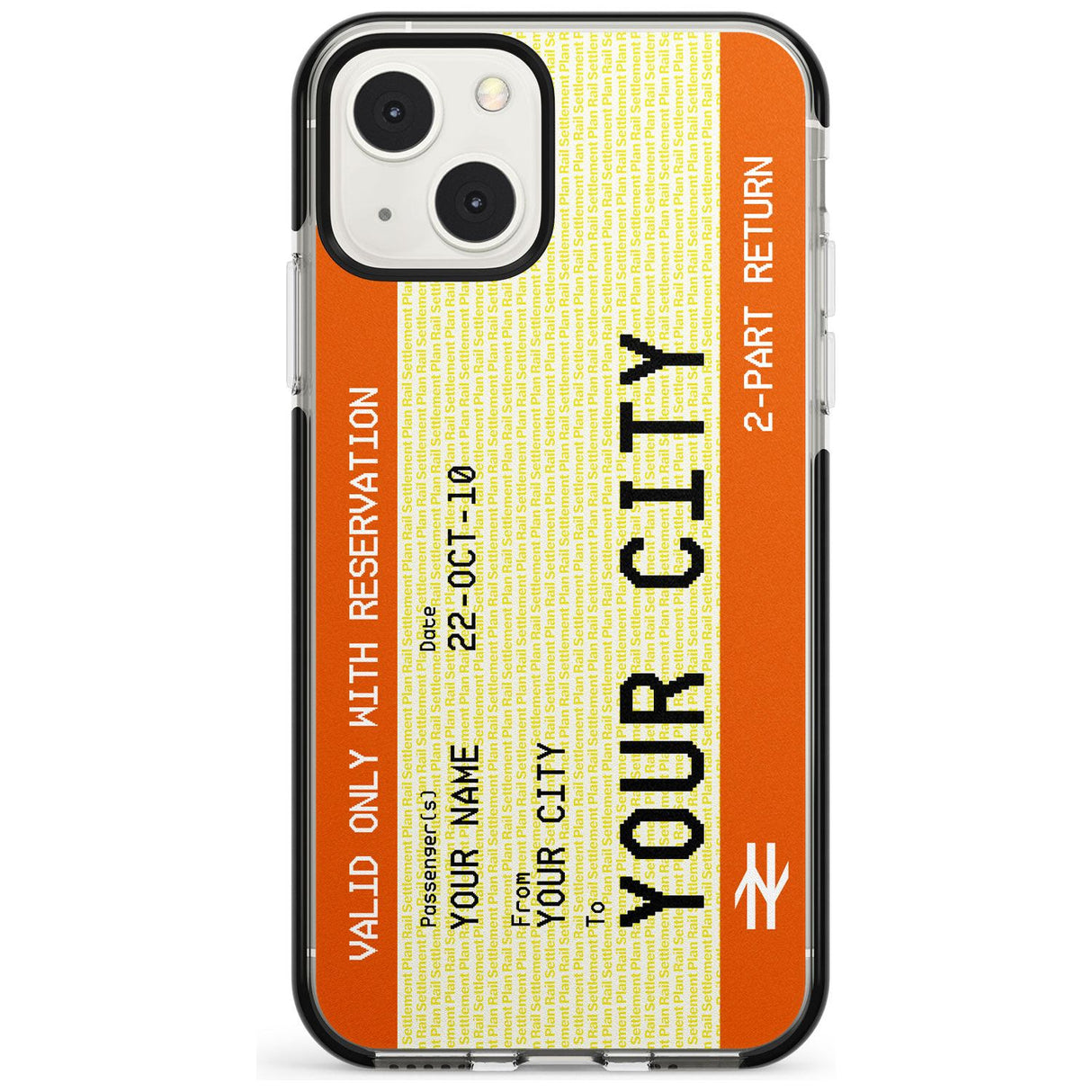 Personalised Create Your Own Train Ticket Black Impact Phone Case for iPhone 13 & 13 Mini