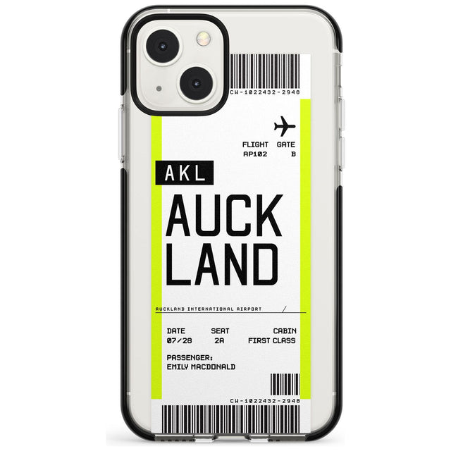 Personalised Auckland Boarding Pass Custom Phone Case iPhone 13 Mini / Black Impact Case Blanc Space