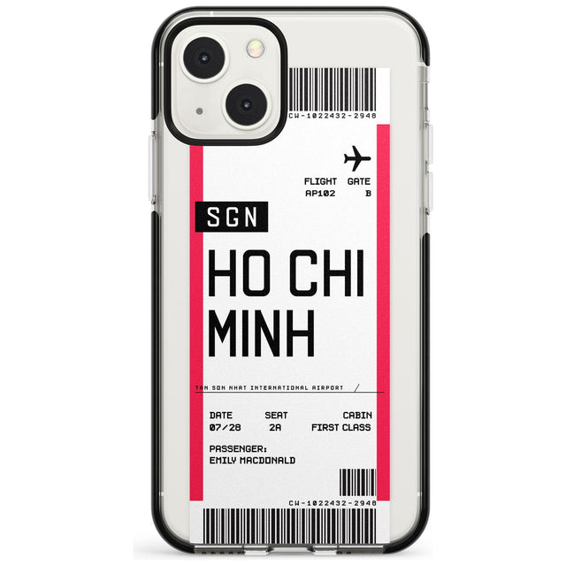 Personalised Ho Chi Minh City Boarding Pass Custom Phone Case iPhone 13 Mini / Black Impact Case Blanc Space