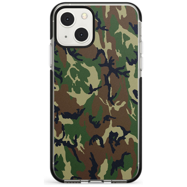 Forest Green Camo Phone Case iPhone 13 Mini / Black Impact Case Blanc Space