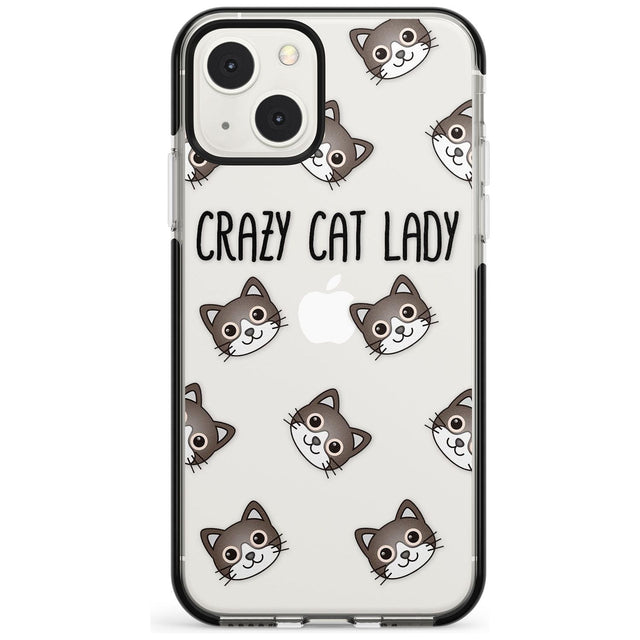 Crazy Cat Lady Phone Case iPhone 13 Mini / Black Impact Case Blanc Space