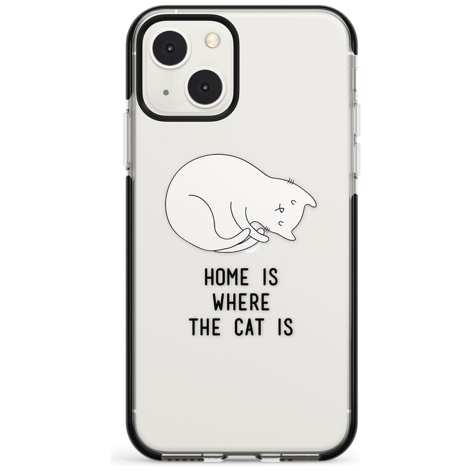 Home Is Where the Cat is Phone Case iPhone 13 Mini / Black Impact Case Blanc Space