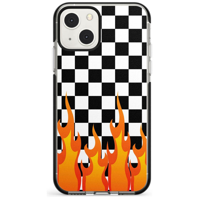 Checkered Fire Phone Case iPhone 13 Mini / Black Impact Case Blanc Space