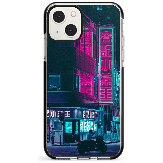Motorcylist & Signs - Neon Cities Photographs Phone Case iPhone 13 Mini / Black Impact Case Blanc Space