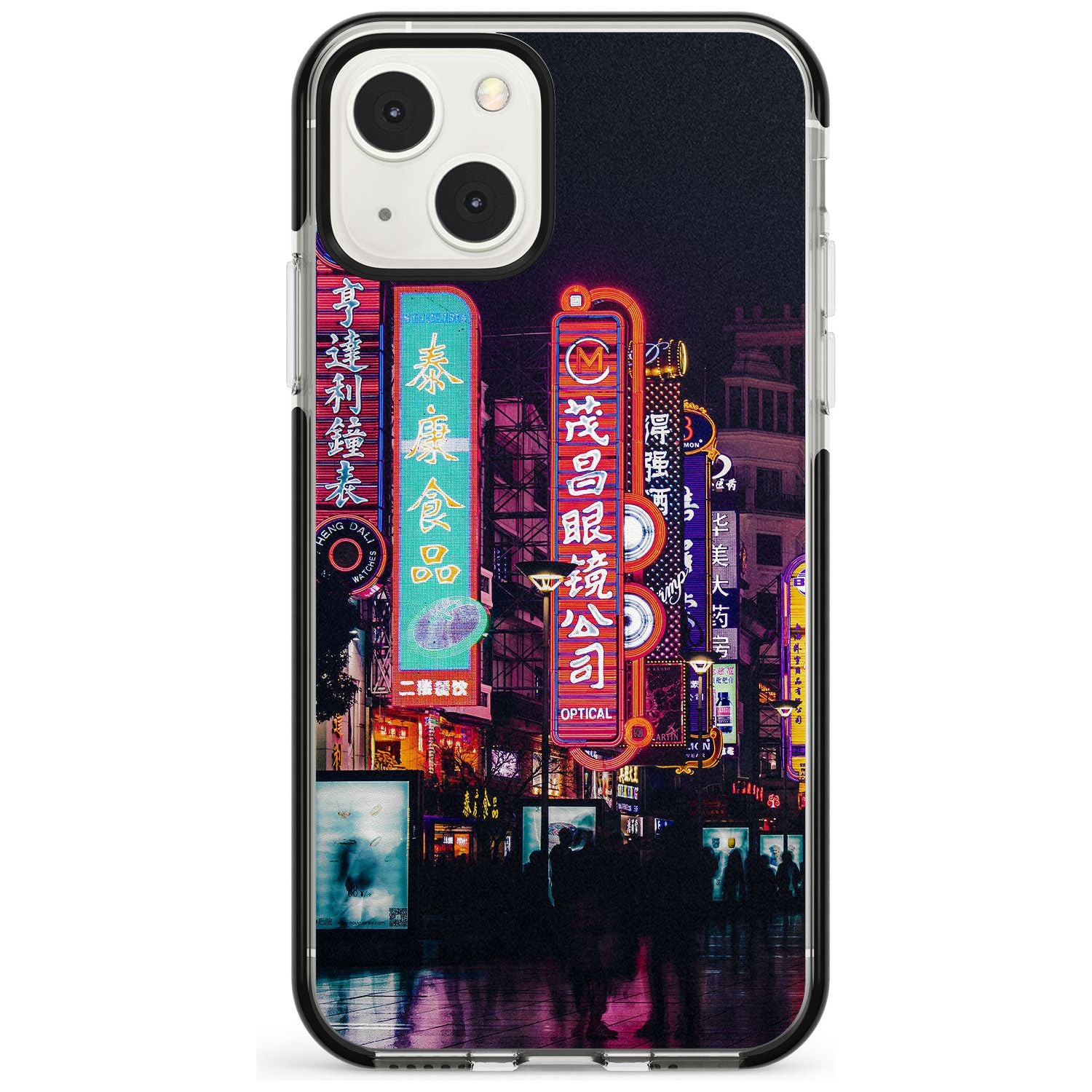 Busy Street - Neon Cities Photographs Phone Case iPhone 13 Mini / Black Impact Case Blanc Space