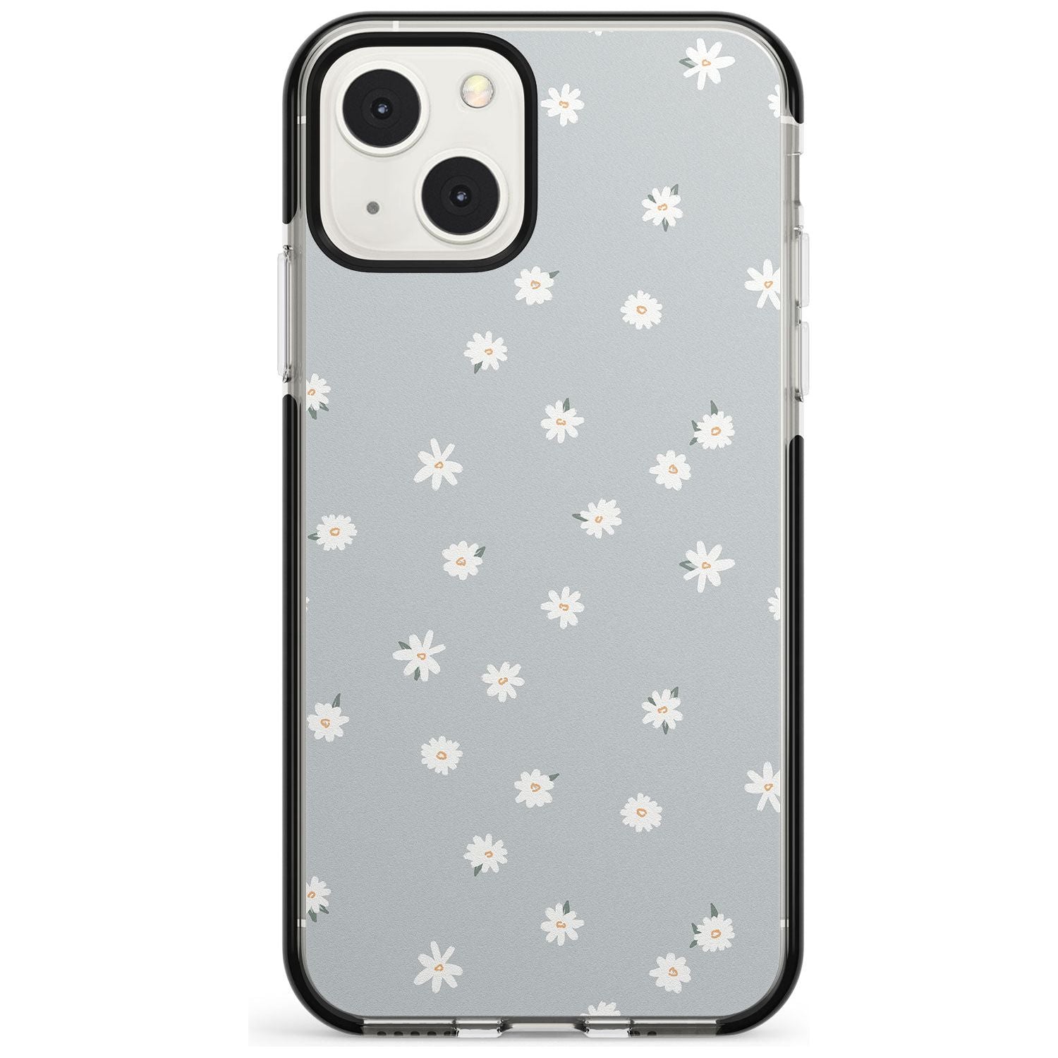 Painted Daisy Blue-Grey Cute Phone Case iPhone 13 Mini / Black Impact Case Blanc Space