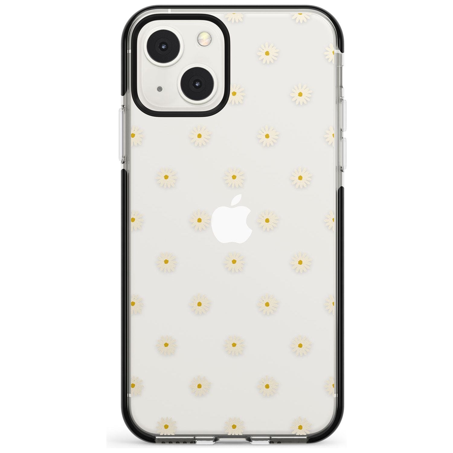 Daisy Pattern Transparent Cute Floral Phone Case iPhone 13 Mini / Black Impact Case Blanc Space