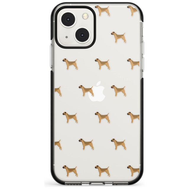 Border Terrier Dog Pattern Clear Phone Case iPhone 13 Mini / Black Impact Case Blanc Space