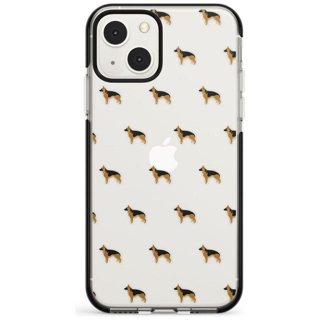 German Sherpard Dog Pattern Clear Phone Case iPhone 13 Mini / Black Impact Case Blanc Space