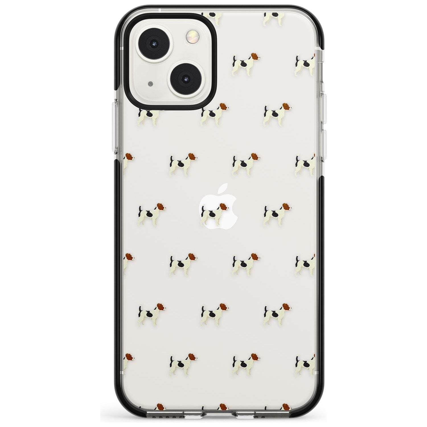 Jack Russell Terrier Dog Pattern Clear Phone Case iPhone 13 Mini / Black Impact Case Blanc Space