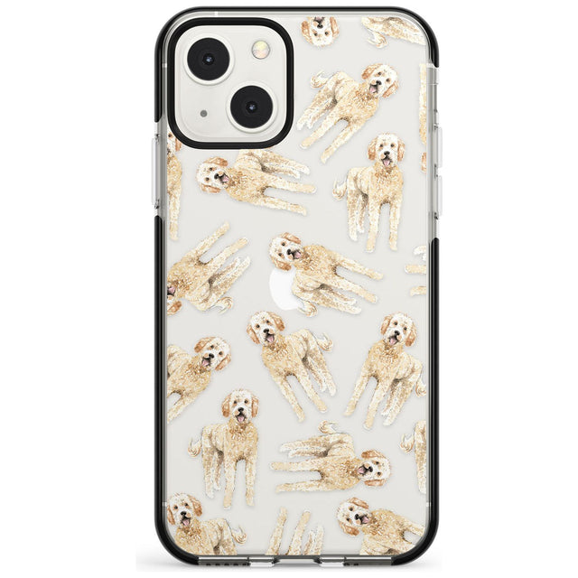 Goldendoodle Watercolour Dog Pattern Phone Case iPhone 13 Mini / Black Impact Case Blanc Space