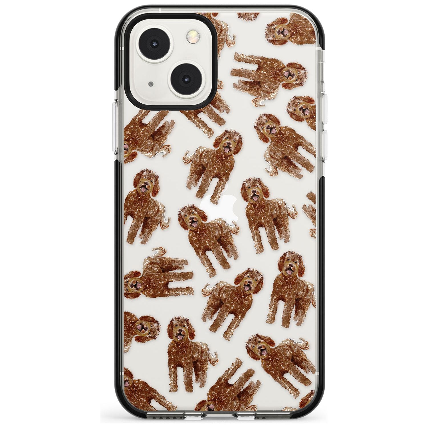 Labradoodle (Brown) Watercolour Dog Pattern Phone Case iPhone 13 Mini / Black Impact Case Blanc Space