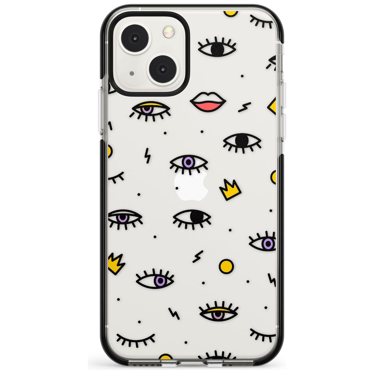 Eyes & Lips Icons Phone Case iPhone 13 Mini / Black Impact Case Blanc Space