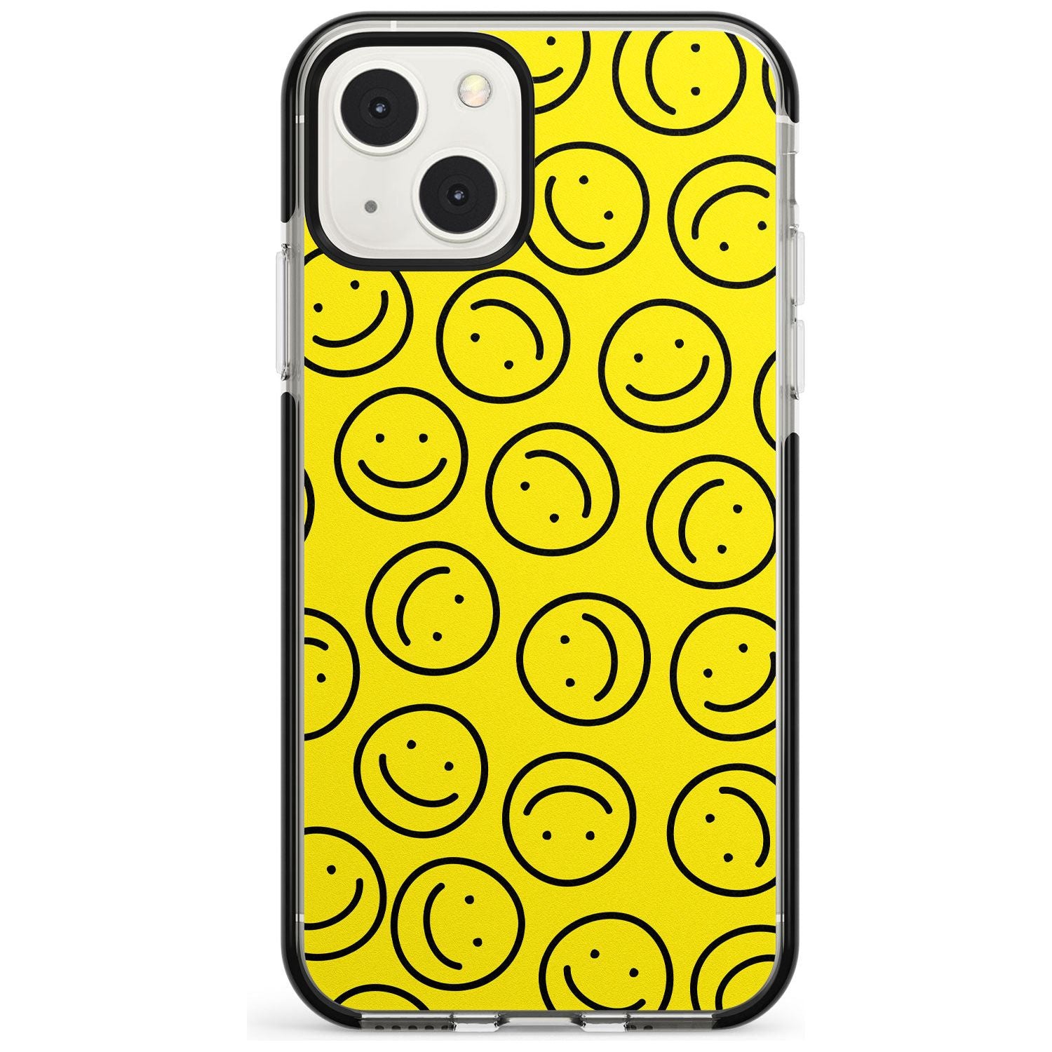 Happy Face Pattern Phone Case iPhone 13 Mini / Black Impact Case Blanc Space