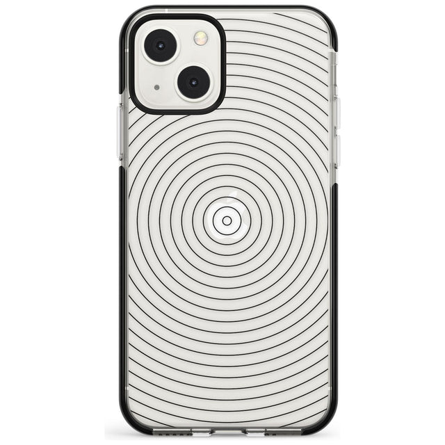 Abstract Lines: Circles Phone Case iPhone 13 Mini / Black Impact Case Blanc Space