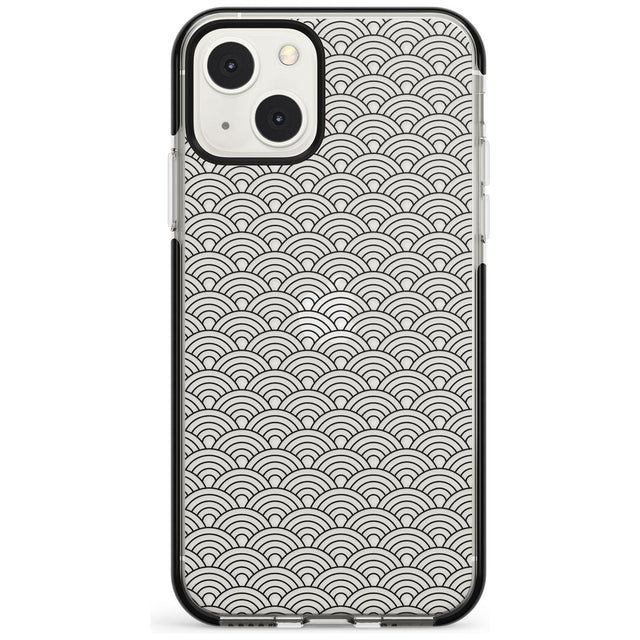 Abstract Lines: Scalloped Pattern Phone Case iPhone 13 Mini / Black Impact Case Blanc Space