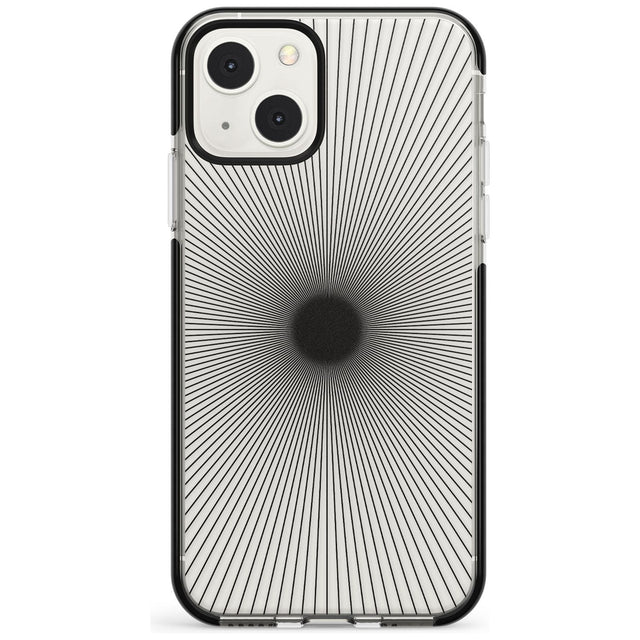 Abstract Lines: Sunburst Phone Case iPhone 13 Mini / Black Impact Case Blanc Space