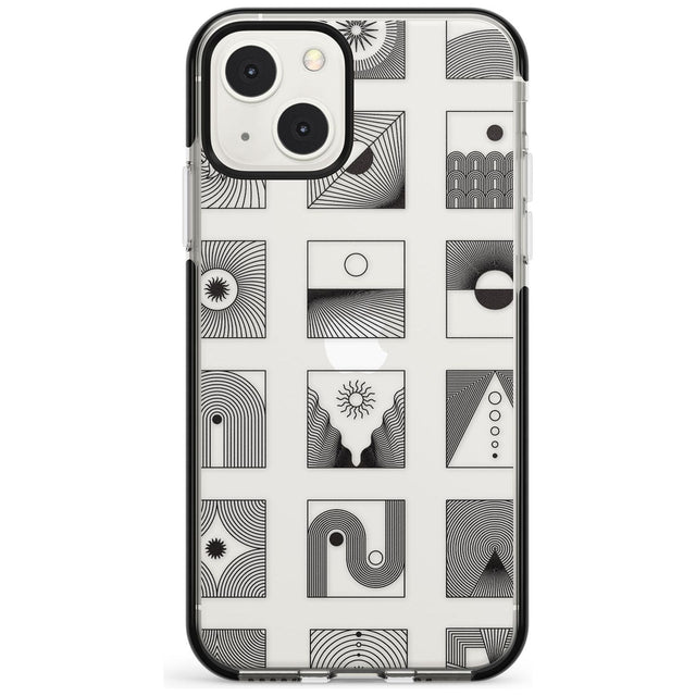 Abstract Lines: Mixed Pattern #2 Phone Case iPhone 13 Mini / Black Impact Case Blanc Space