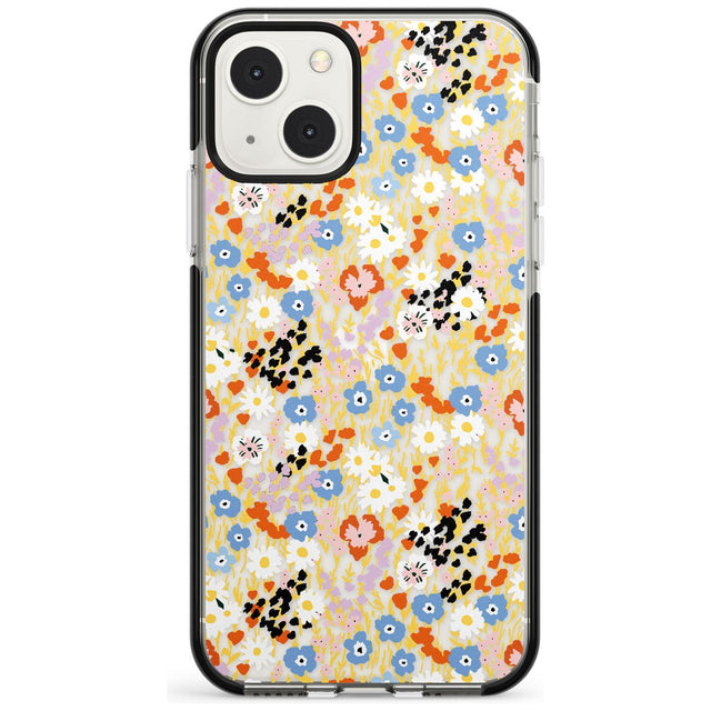 Busy Floral Mix: Transparent Phone Case iPhone 13 Mini / Black Impact Case Blanc Space