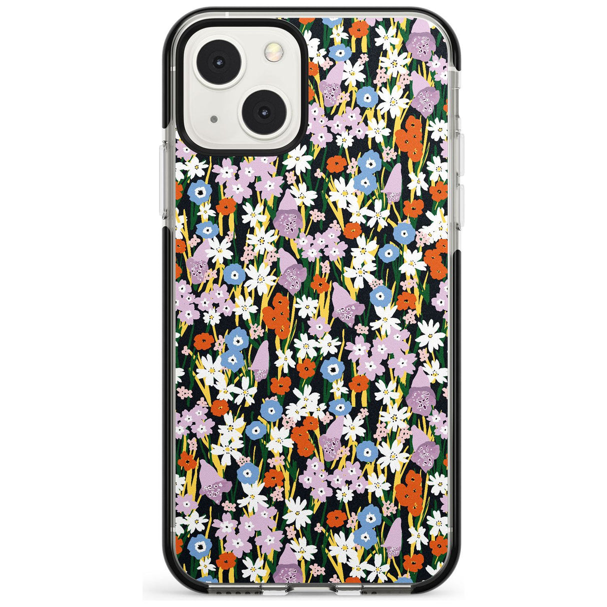 Energetic Floral Mix: Solid Phone Case iPhone 13 Mini / Black Impact Case Blanc Space