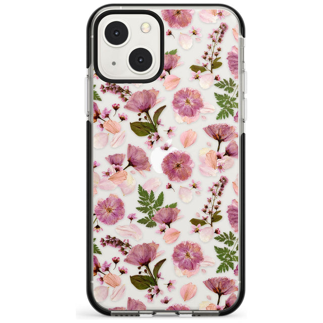 Floral Menagerie Transparent Design Phone Case iPhone 13 Mini / Black Impact Case Blanc Space