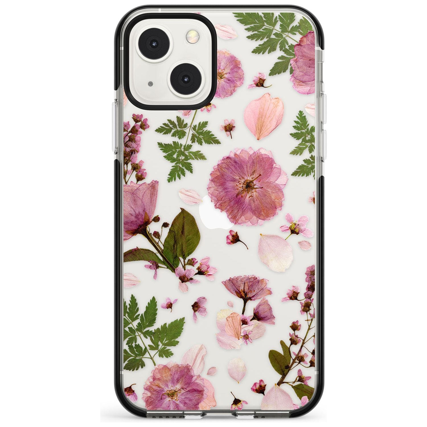 Natural Arrangement of Flowers & Leaves Design Phone Case iPhone 13 Mini / Black Impact Case Blanc Space