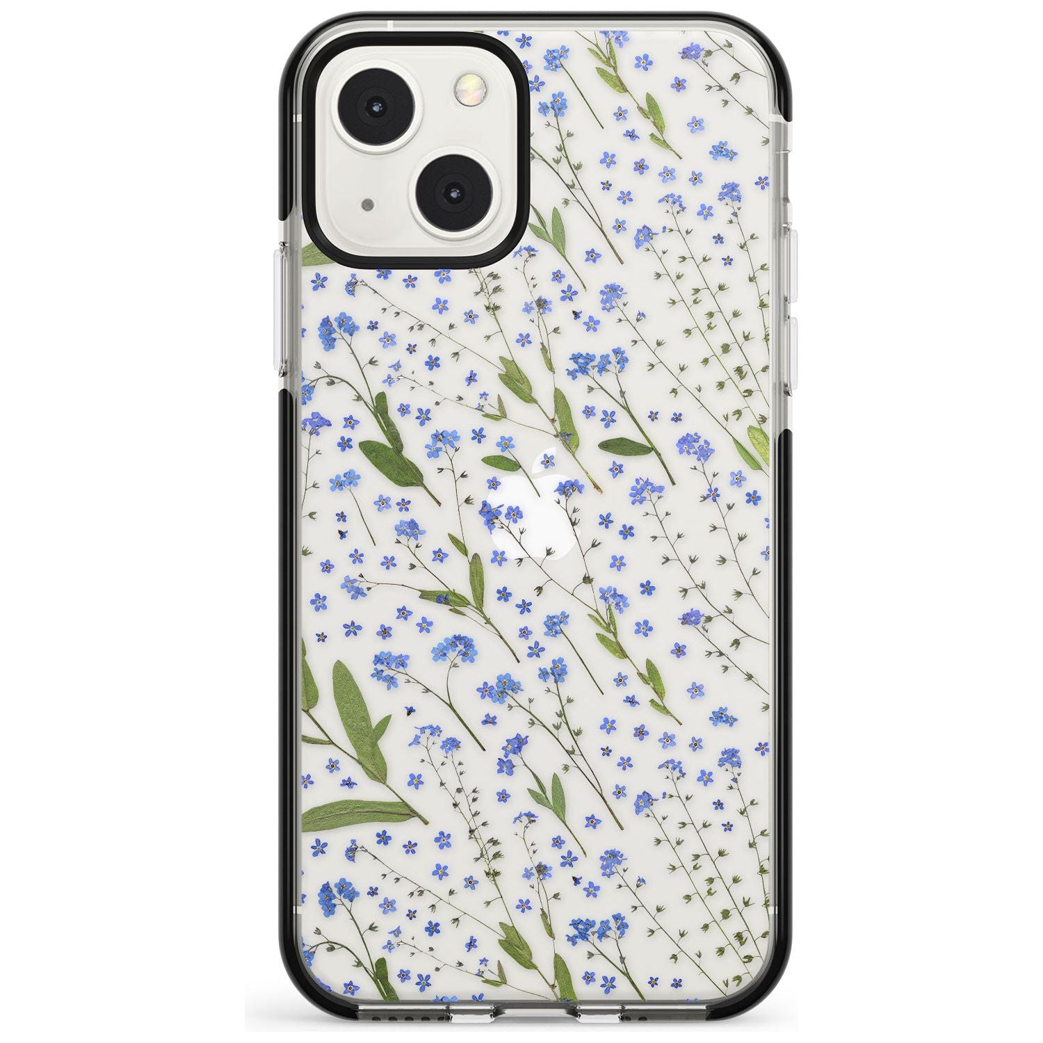 Blue Wild Flower Design Phone Case iPhone 13 Mini / Black Impact Case Blanc Space