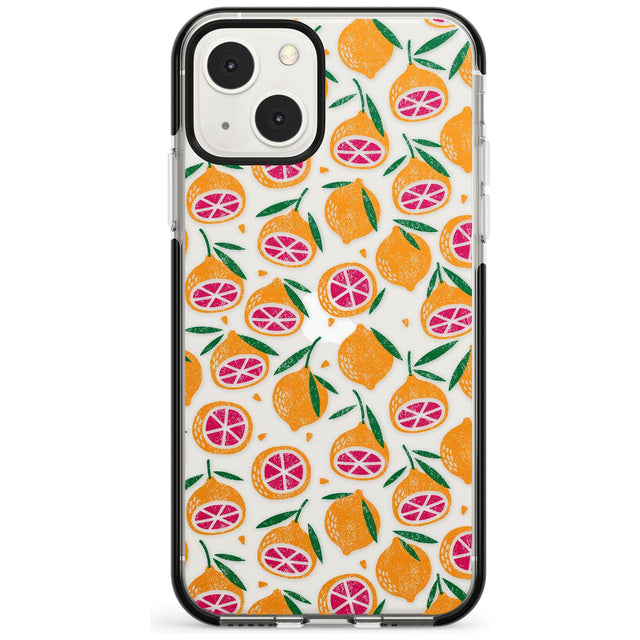Blood Orange Fruit Pattern Transparent Phone Case iPhone 13 Mini / Black Impact Case Blanc Space
