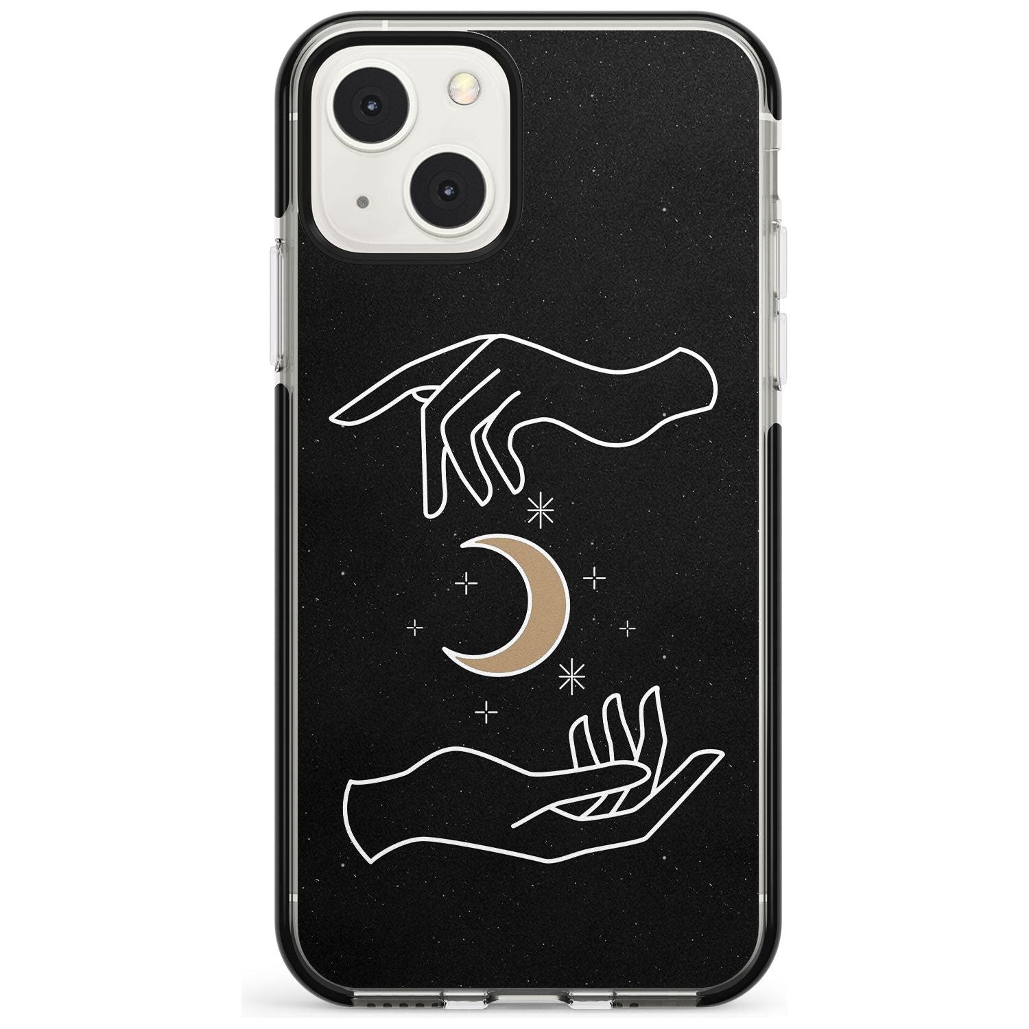 Hands Surrounding Moon Phone Case iPhone 13 Mini / Black Impact Case Blanc Space