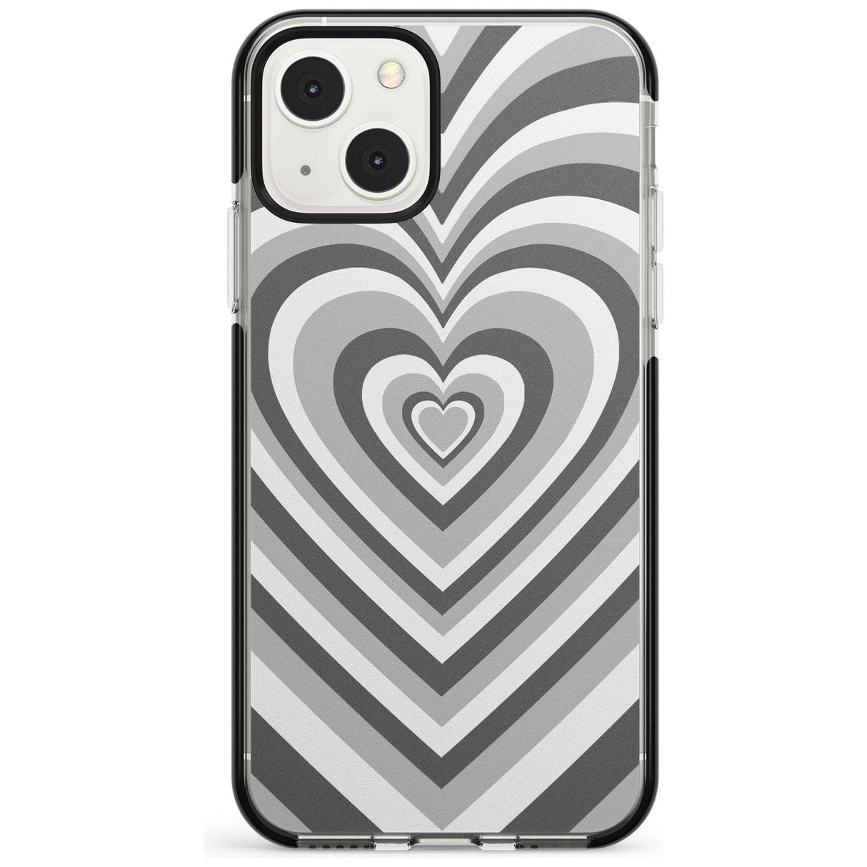 Monochrome Heart Illusion Black Impact Phone Case for iPhone 13 & 13 Mini
