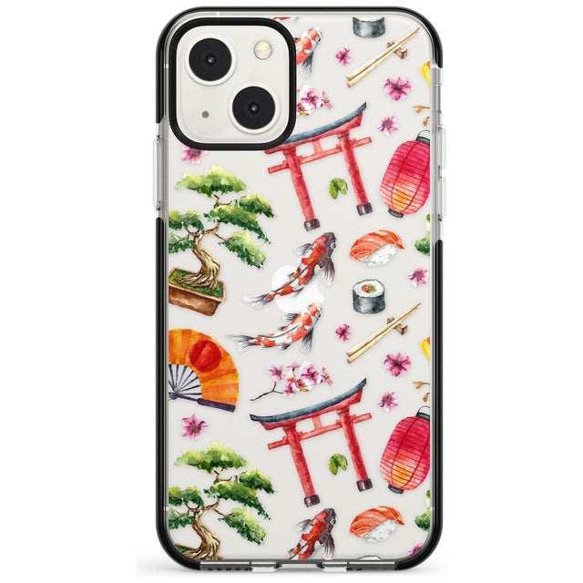 Mixed Japanese Watercolour Pattern Phone Case iPhone 13 Mini / Black Impact Case Blanc Space