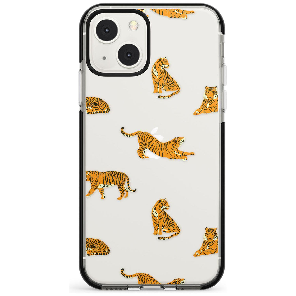 Clear Tiger Jungle Cat Pattern Phone Case iPhone 13 Mini / Black Impact Case Blanc Space