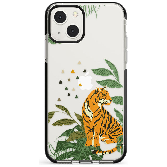 Large Tiger Clear Jungle Cat Pattern Phone Case iPhone 13 Mini / Black Impact Case Blanc Space
