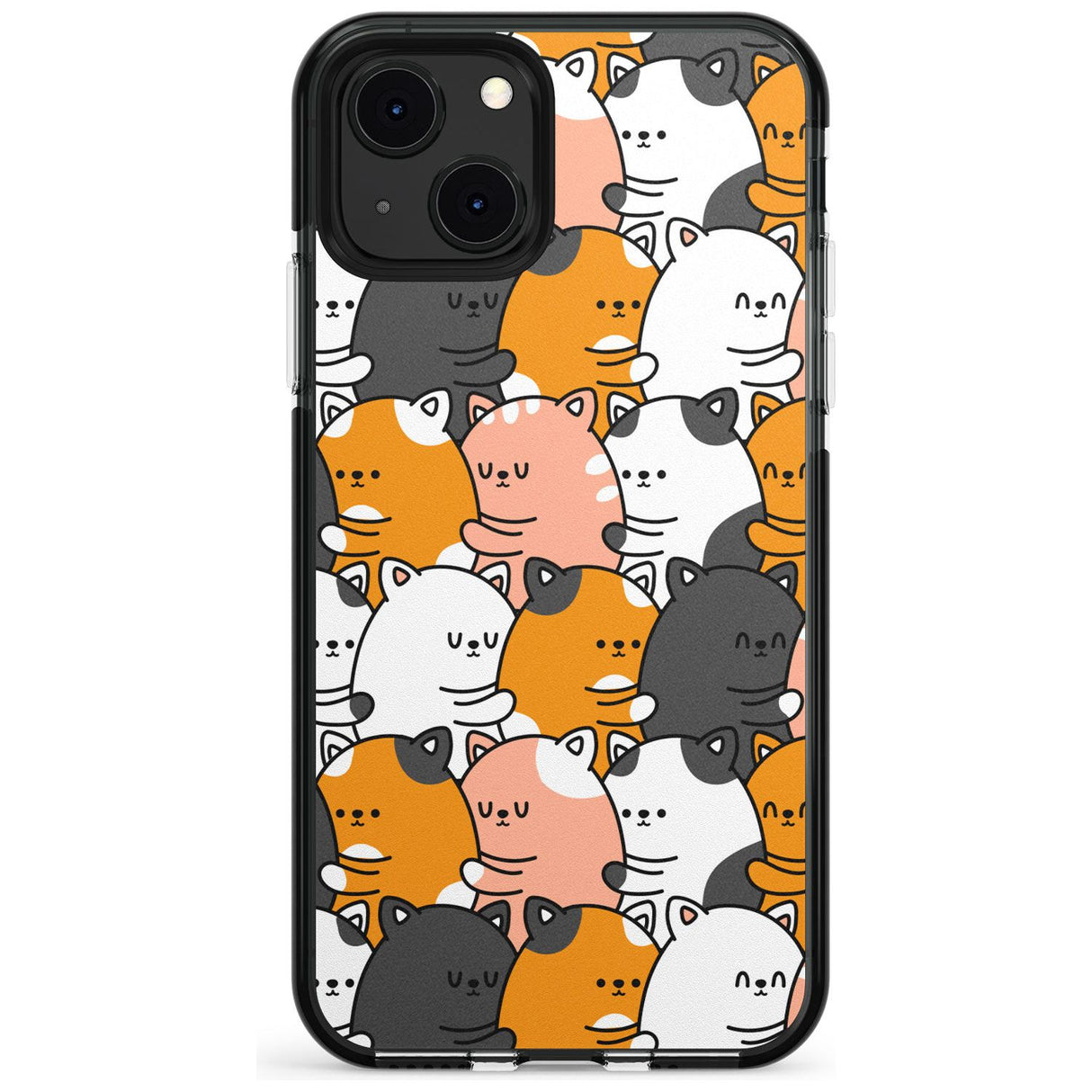 Spooning Cats Kawaii Pattern Black Impact Phone Case for iPhone 13 & 13 Mini